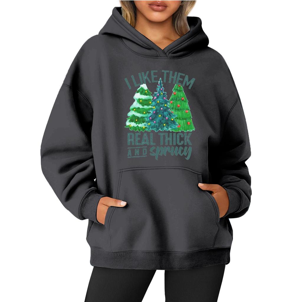 Women's O-neck Long Sleeve  Printed Top Solid Color Hoodie