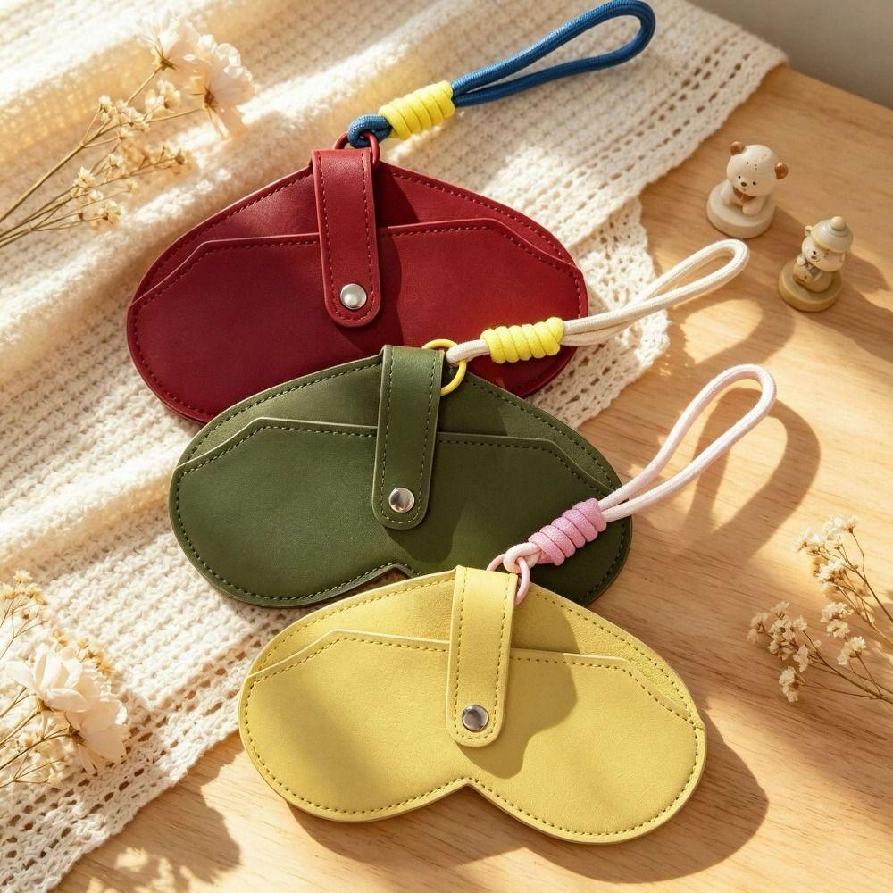 with Lanyard Sunglasses Pouch Leather Eyewear Organizer Compact Sunglasses Box Bag Travel