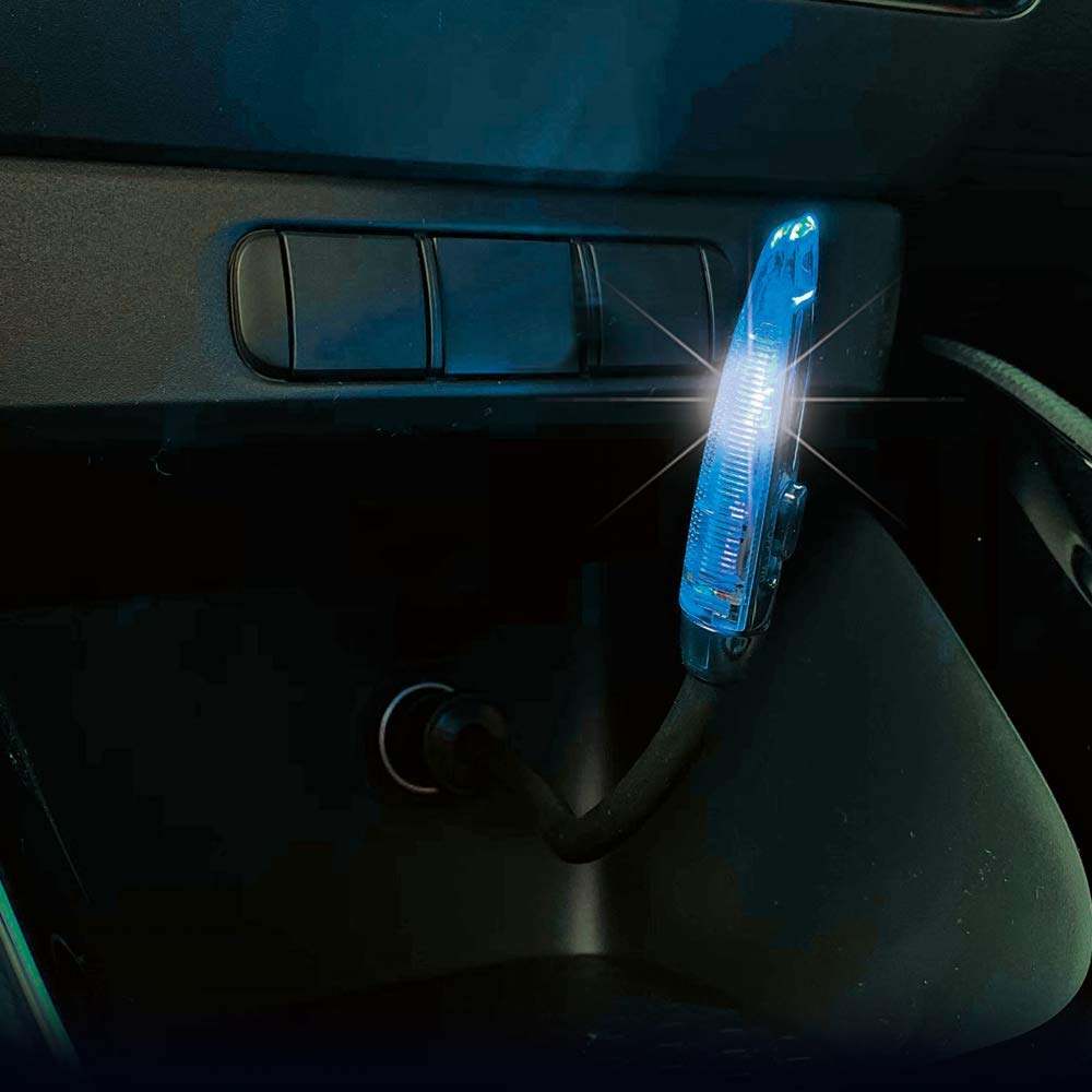 Napolex Fizz Car Cigarette Lighter Socket Light for 12V Fuse 125mm Flexible Switchable Slim Stick Easy Vehicles, Included, Cable, Blue/White LED,