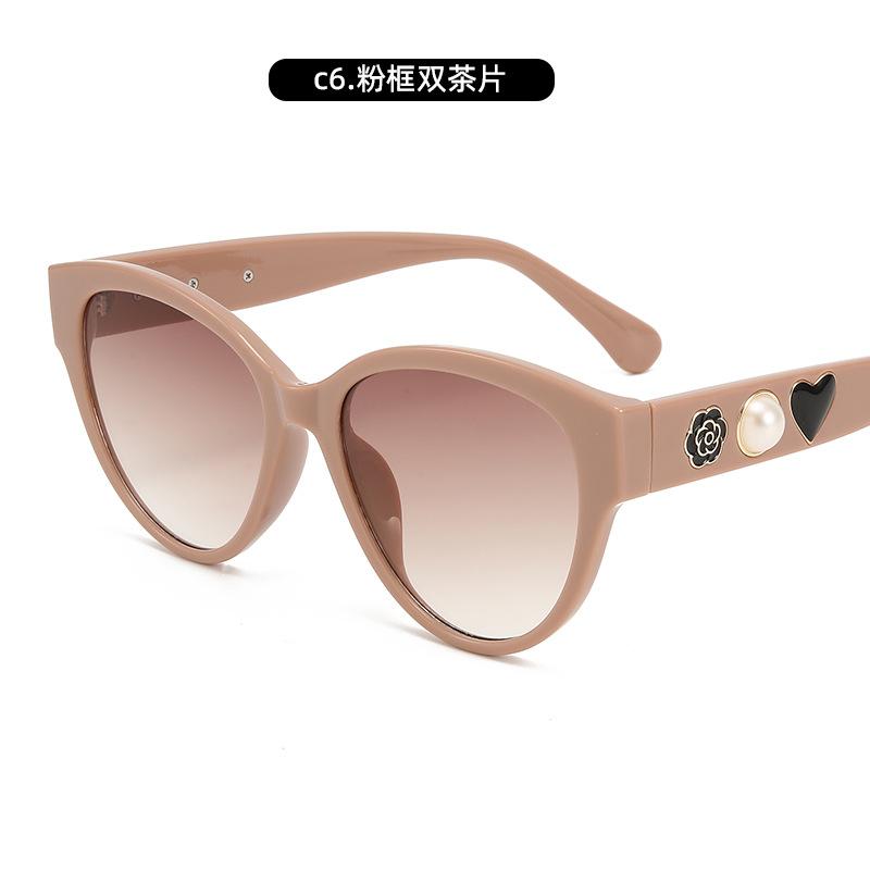 Солнцезащитные очки в ретро-стиле «кошачий глаз» Xiaoxiangfeng Camellia Pearl Sunglasses Trendy Glasses