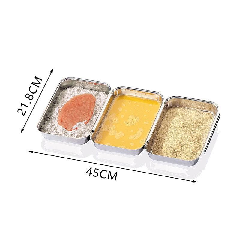 Прямоугольная тарелка из нержавеющей стали с отделениями для барбекю и соусов