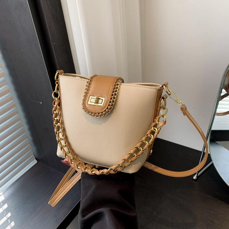 Women'S Bag, Bucket Bag, Niche Foreign Style Chain, Handbag, Trendy Shoulder Bag, Textured Messenger Bag.