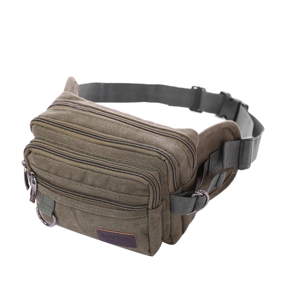 4-layers Canvas Chest Bag Large Capacity Fanny Pack Portable Multilayer Waist Packs Unisex