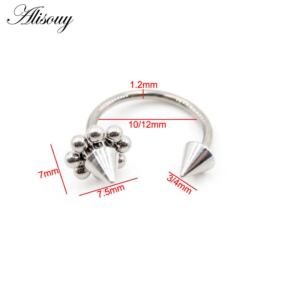 Alisouy 1PC нержавеющая сталь конус шип женский губа лабрет нос кольцо дайт пирсинг ювелирные изделия ушной обруч козелок хрящ спираль серьга