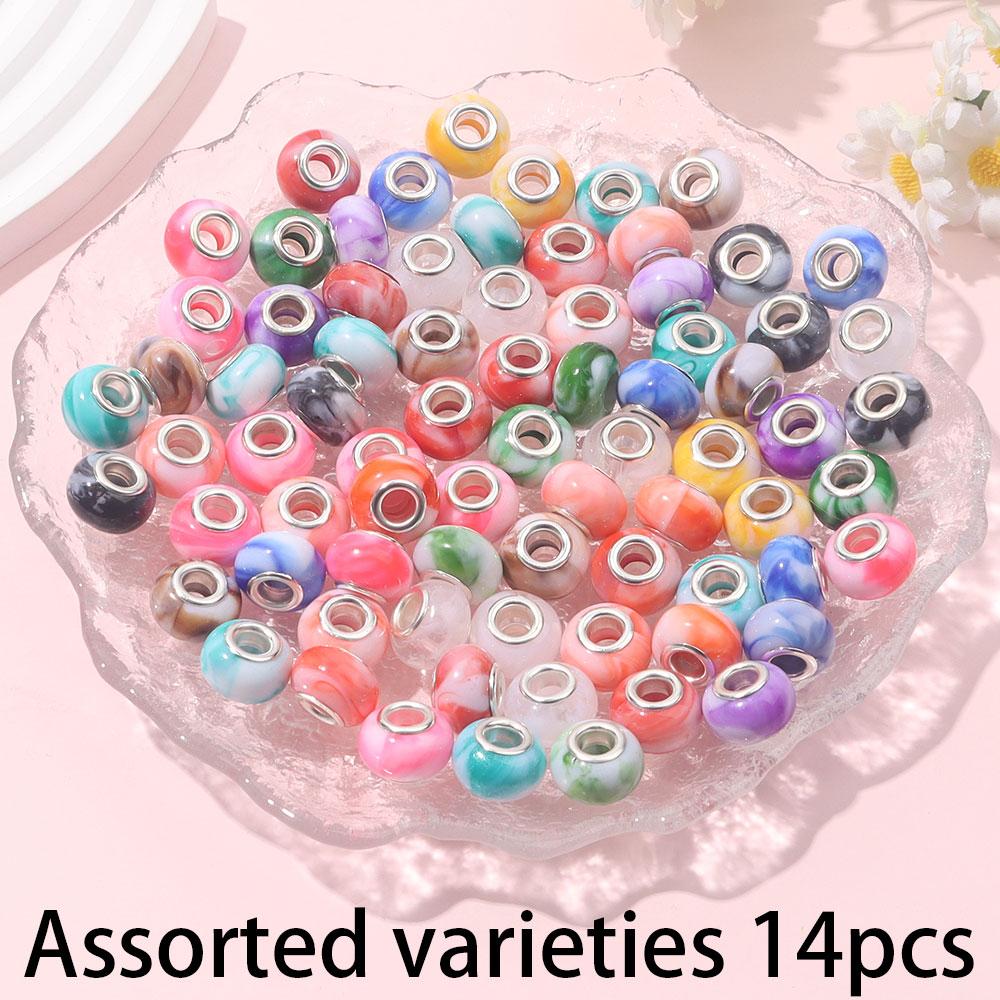 7/14/21 шт. европейских бусин-разделителей с крупными порами из смолы, случайный подбор цветов, серия очаровательных светлых бусин, принадлежности для изготовления ювелирных изделий из ожерелий и браслетов