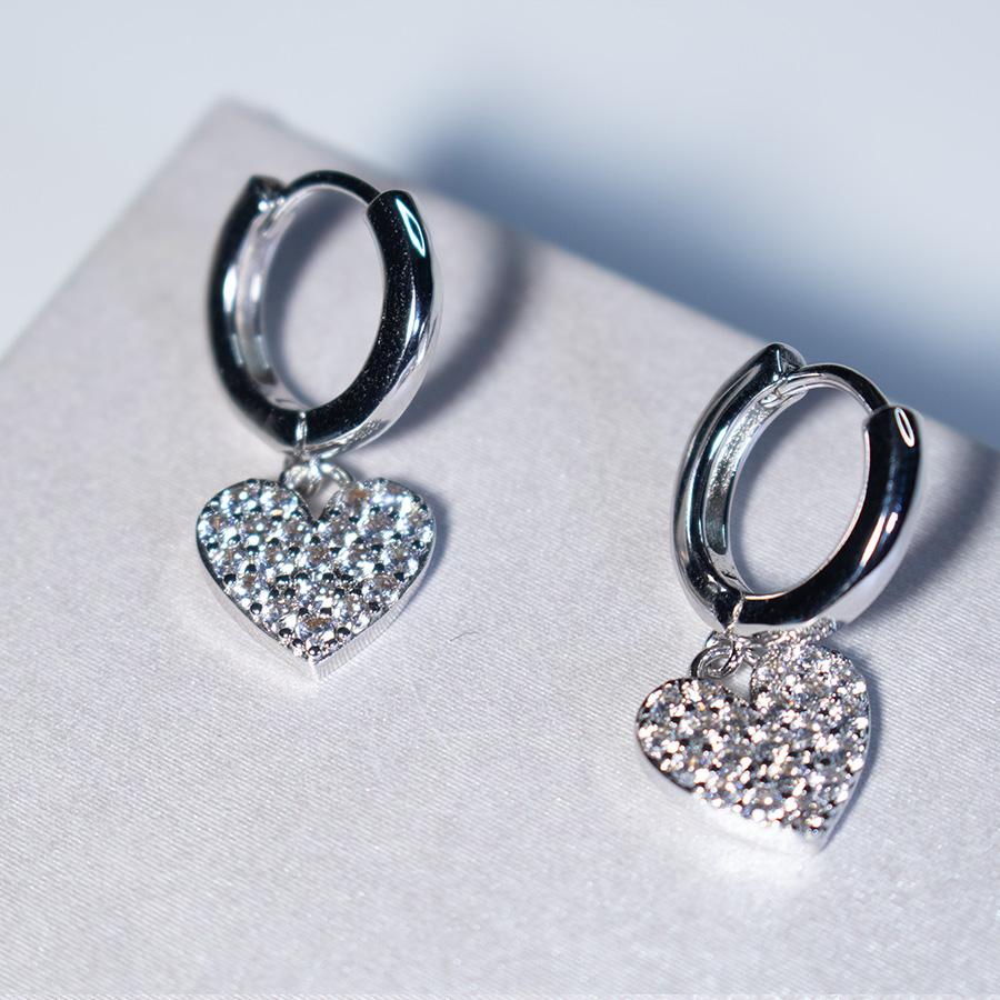 Gold Platinum Plated Heart Zircon Earrings Fashion Jewelry Heart CZ Earrings for Women