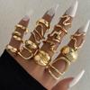 15Pcs/Set Exaggerated Metal Irregular Lines Water Droplet Smooth Rings for Women Men Punk Retro Boho Fashion Zircon Gift