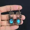 Sleeping Beauty Turquoise Earrings, 999 Copper Wire Wrapped Gemstone Jewelry, Handmade Earrings, For Thanksgiving