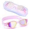 Adult swimming goggles, anti-fog, professional one-piece silicone large-frame electroplated swim goggles