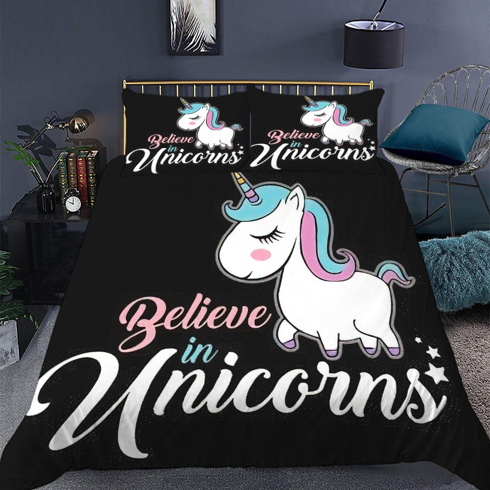 Unicorn Duvet Cover Set King Queen Size Pink 3D Print Cute Unicorn Star Rainbow Cloud for Kids Girls Boys Polyester Bedding Set
