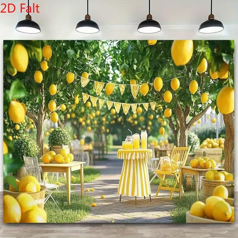 Сад со свежими лимонными деревьями 2D Фотофон для Фотосессии