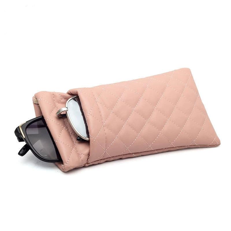 Portable Squeeze Leather Soft Eyeglass Case Easy To Use Glasses Pouch Storage Protective Travel Eyewear Accessories for Men