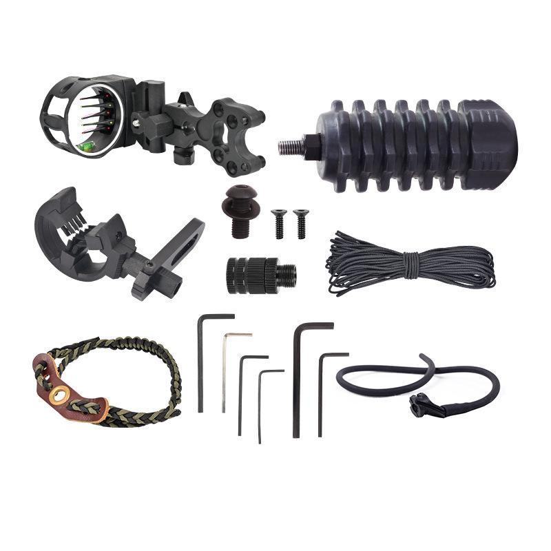 SP1000 Compound Bow Accessory Set: Arrow Rest, Peep Sight, Wrist Sling, Shock Absorber.