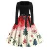 Women's Fashion Square Neck Casual Slim Christmas Printed Long Sleeve Dresses