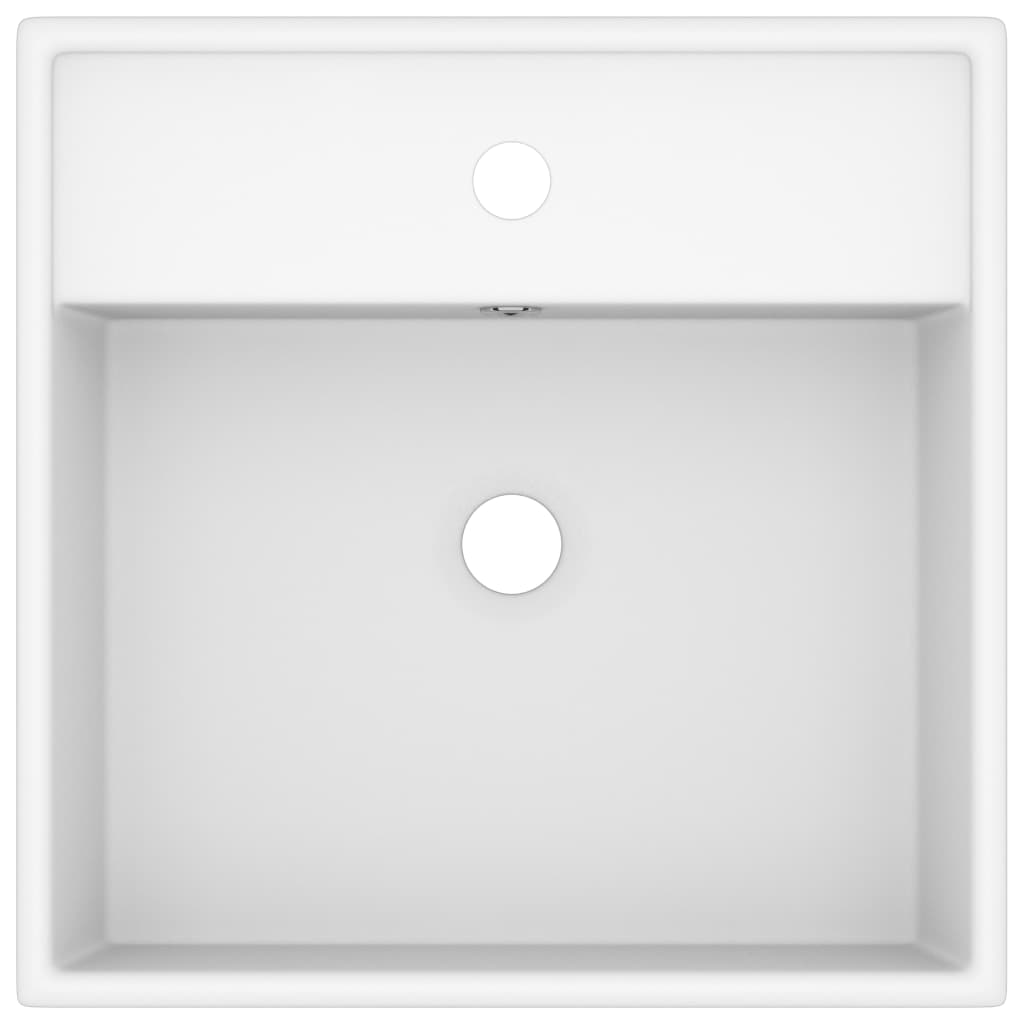Luxury Wash Basin with Overflow Square Matte White 41 x 41 cm