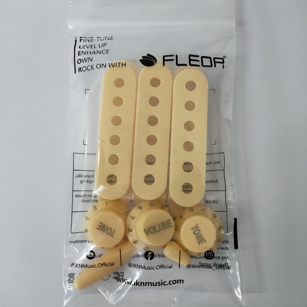 FLEOR Набор из 50/50/52 мм ST Одинарная катушка Крышка звукоснимателя для электрогитары 2-тональные 1-громкость Ручки Переключатель Наконечники SSS Детали для гитары