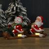 Christmas Santa Sleigh Figurine Light Up Ceramic Santa Claus Statue LED Tabletop Ornament for Holiday Shelf Fireplace Mantel Indoor Home Decor