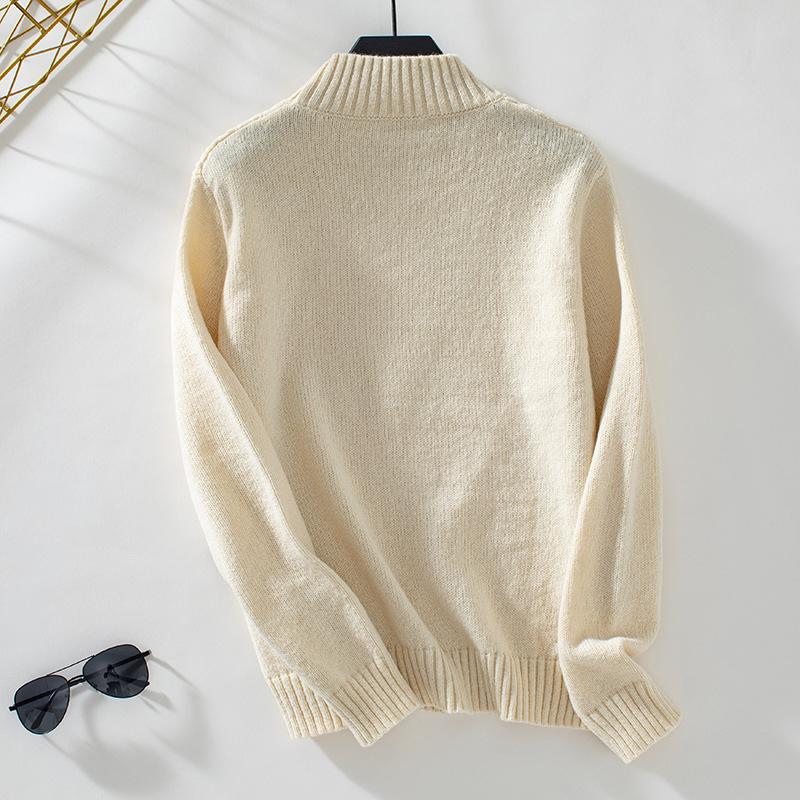 Женский трикотаж осень и зима однотонный свободный свитер больших размеров с полуводолазкой