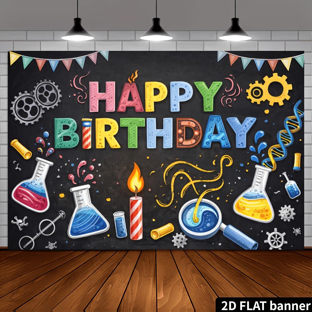 2D plane science-themed birthday party banner background is suitable for indoor and outdoor birthday celebrations
