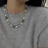 Double-Layer Autumn And Winter Mixed Color Shijia Pearl Twist Buckle Necklace Women'S Light Luxury Niche Temperament Sweater Chain