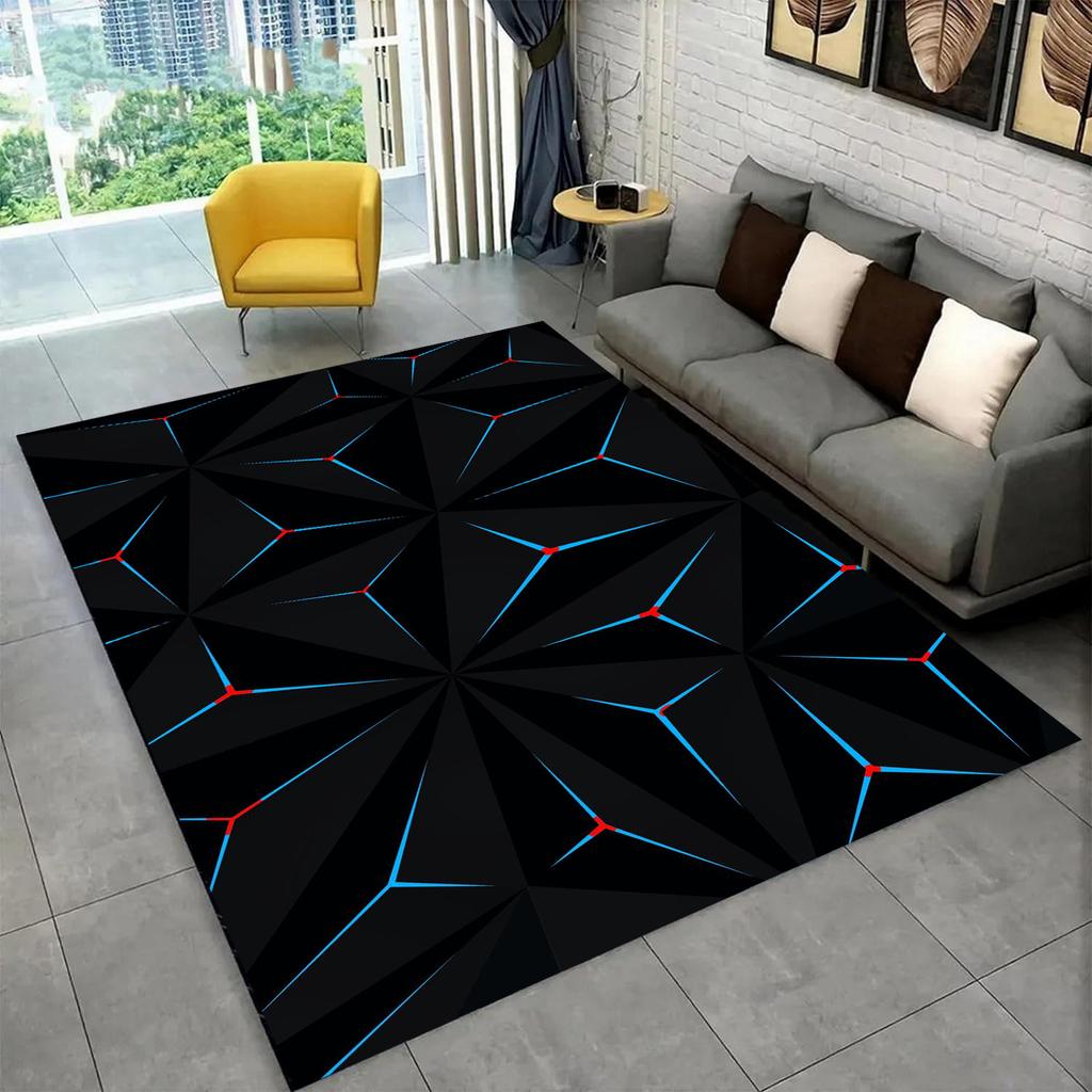 3D Visual Carpet Abstract Geometric Grid Living Room Decoration Carpet