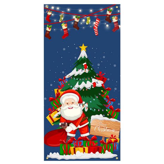 Рождественский занавес, баннер, многоразовый, легко повесить, праздничный дверной чехол для украшения дома, фотосъемка