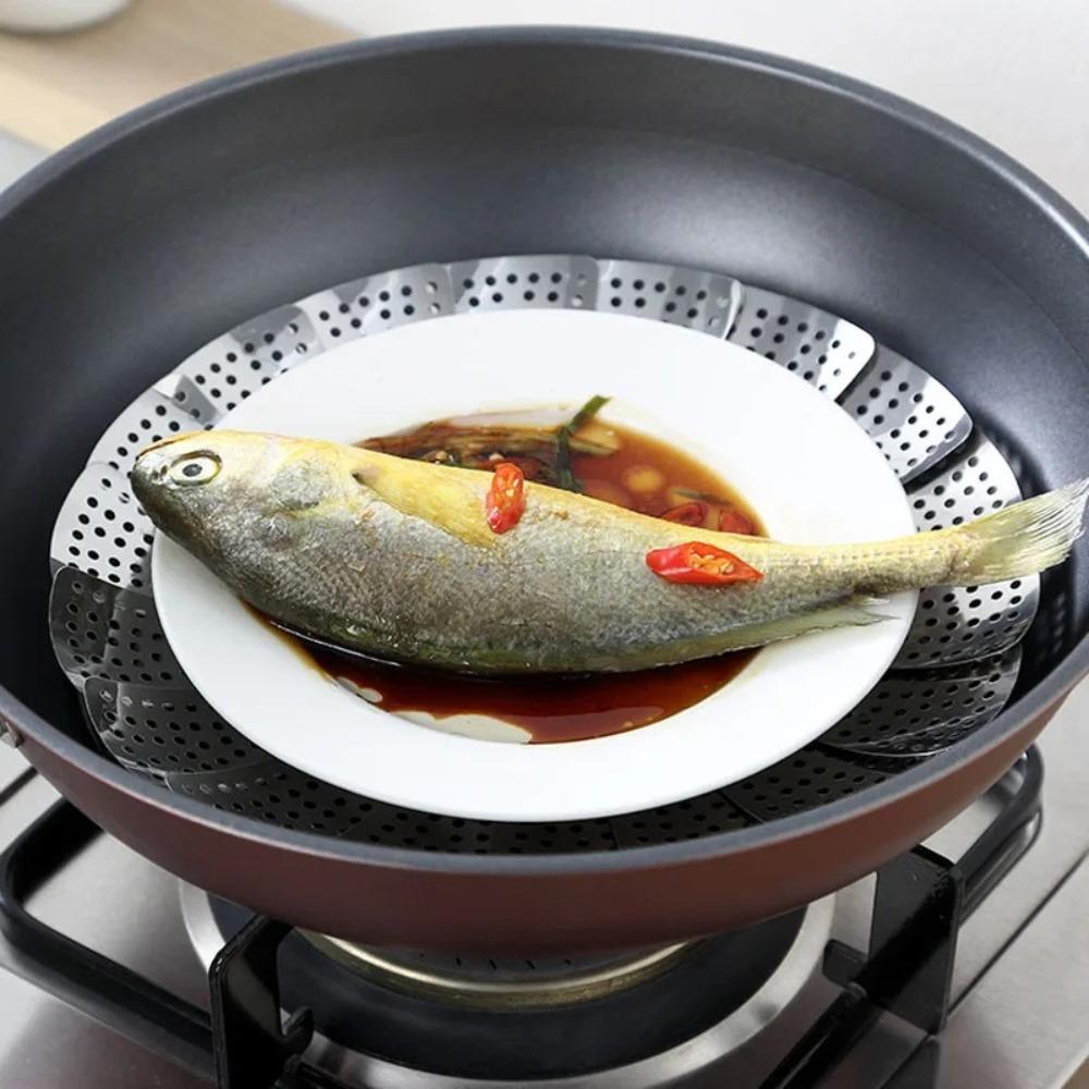 Multifunctional Steamer Rack Stainless Steel Steamer Plate Folding Dish Steam  Food Steamer Basket