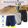 Men 2 In 1 Running Shorts Quick Drying Breathable Active Training Exercise