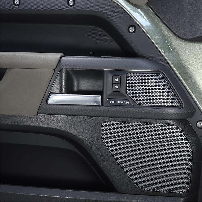 For Land Rover Defender 110 2020 + Real Carbon Fiber Car Door Inner Handle Decorative Frame Cover Interior Accessories 4Pcs