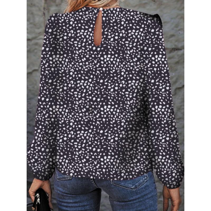 Женская шифоновая рубашка с длинными рукавами и леопардовым принтом, осенние новые свободные ажурные пуловеры