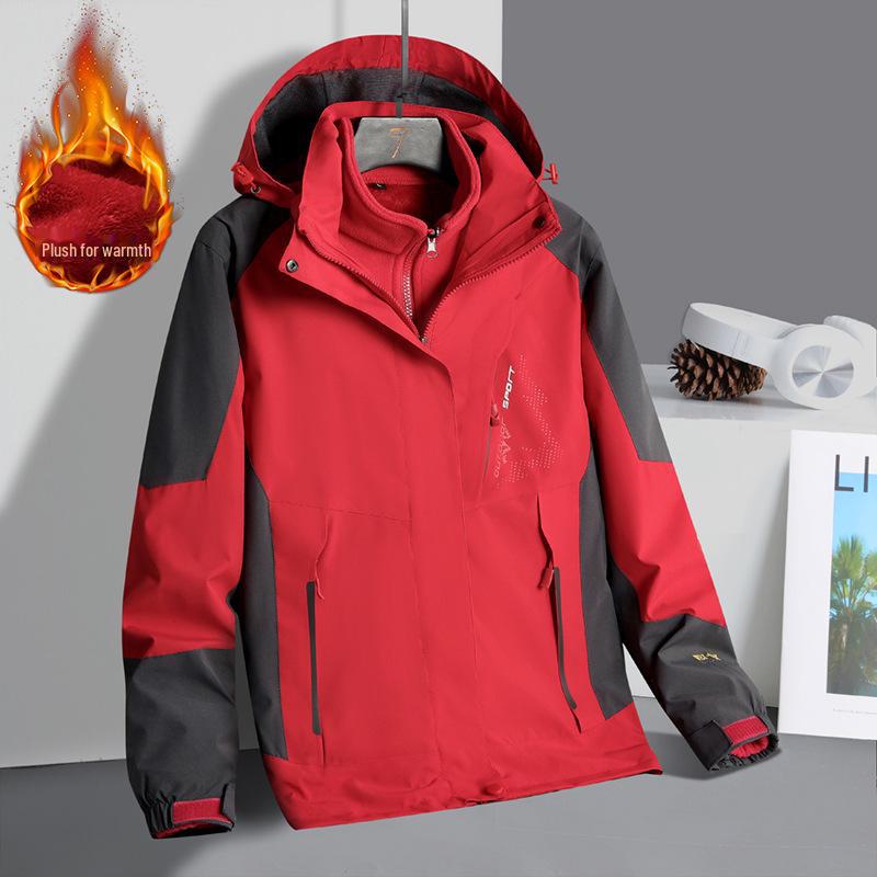 2024 Унисекс ветрозащитный водонепроницаемый 3-в-1 зимний комплект курток для пар - теплое снаряжение для альпинизма