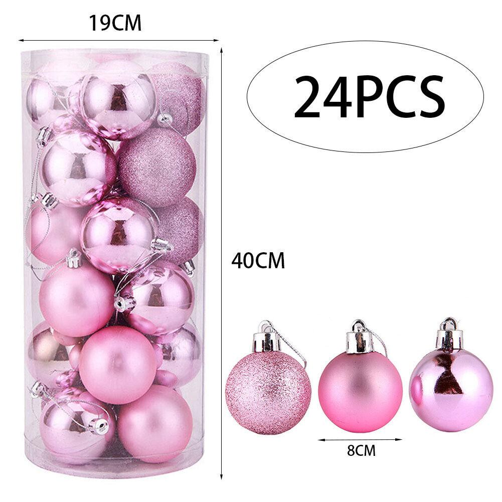 8 СМ 24 ШТ. Рождественские Подвесные Шаровые Украшения Небьющиеся Рождественские Елочные Украшения Комплект Рождественские Украшения Шары для Праздника Свадьбы Декор