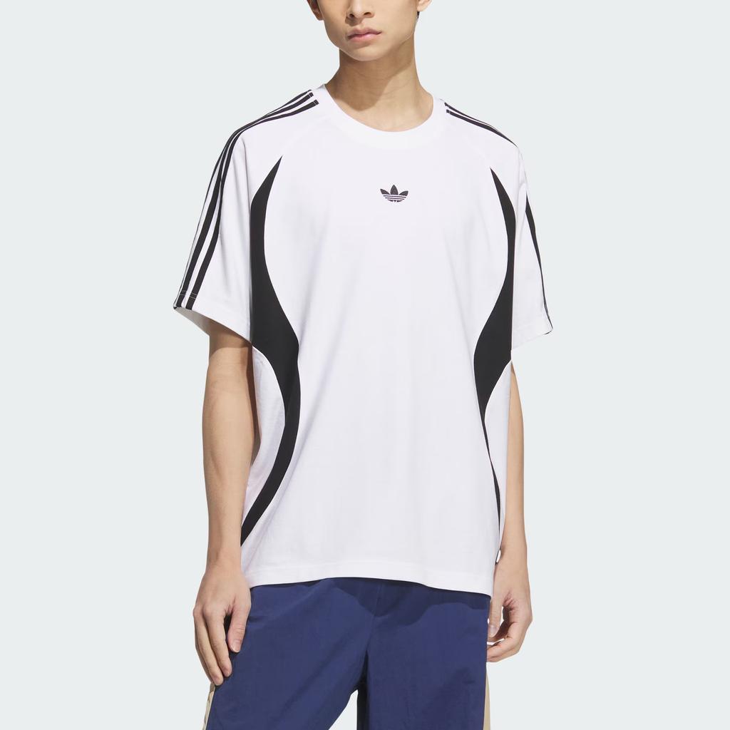 Adidas Оригинальная футболка Teamgeist с логотипом, цветной блок, в полоску, спортивная, с коротким рукавом, мужская, топы, белая, KB8966