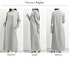 FashionBerry Greige LL Maxi Long Warm Winter Women's High-Neck Fleece-Lined Dress, Sleeves, Loungewear, Maternity-Friendly, Figure-Flattering,