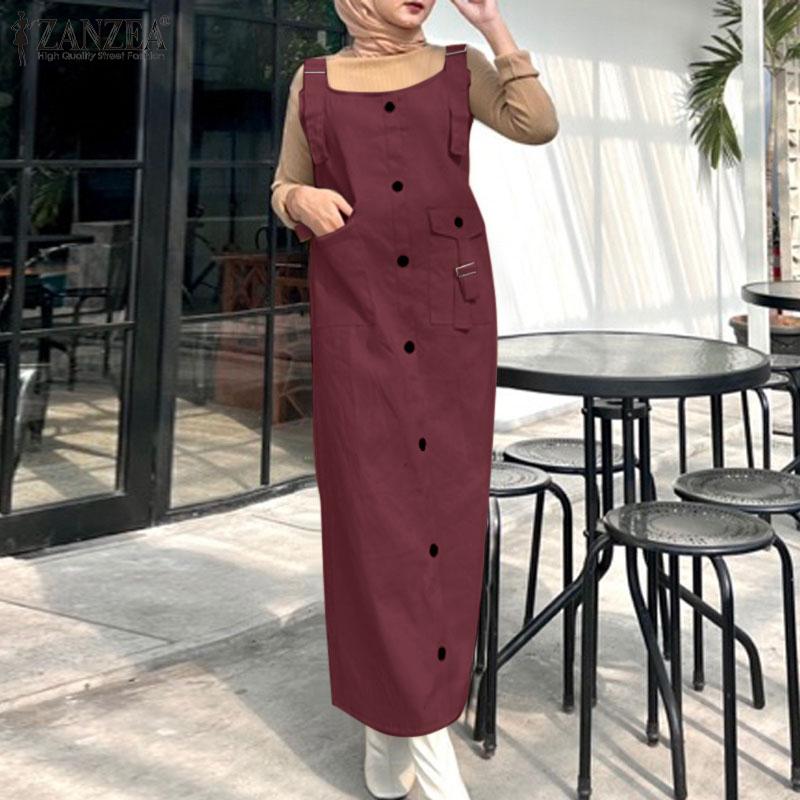 ZANZEA Женский повседневный комбинезон без рукавов с U-образным вырезом и бретелями