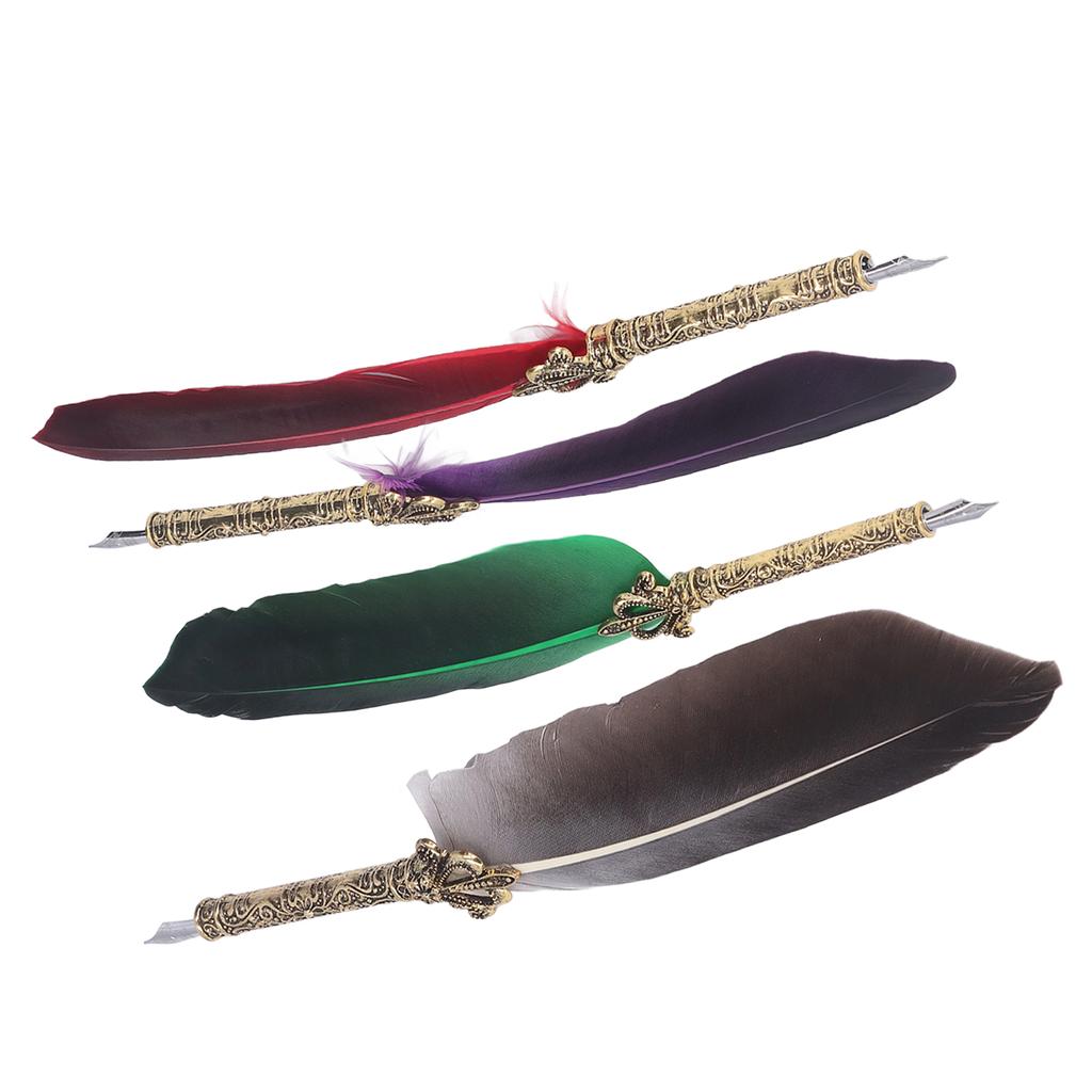 Ручка-гусиное перо из цинкового сплава, высокая гладкость, элегантные цвета, европейская ручка в стиле ретро для письма D