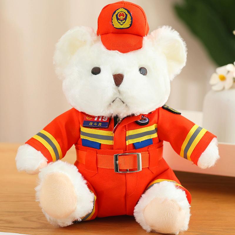 Internet Celebrity Traffic Police Bear Doll Uniform Fire Bear Teddy Bear Activity Gift Doll Plush Toy