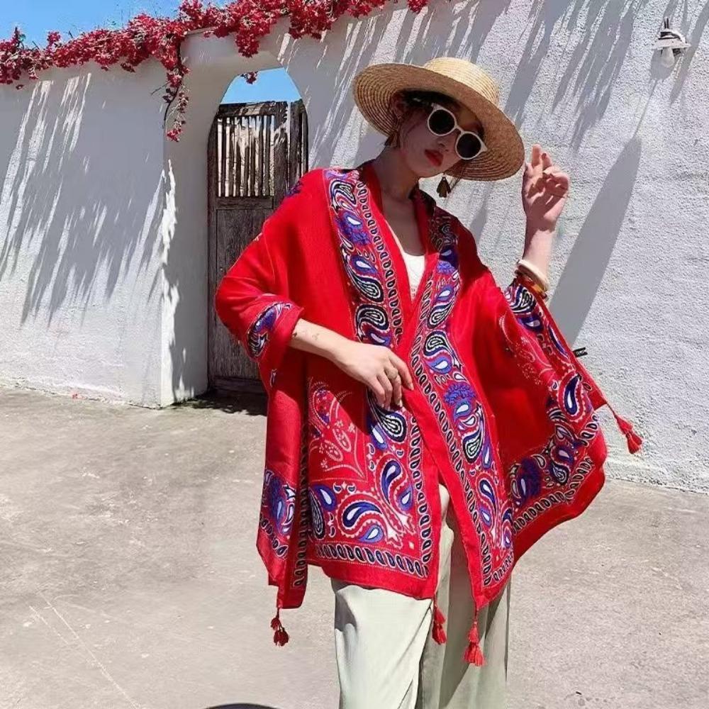 Соленое озеро Чака Туризм на Северо-Западе Этнический стиль Шарф Шелковый шарф Женский Летний Приморский Пляжный Платок Солнцезащитный Тонкий