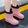 Fashion Rain Shoes Women's New Velvet Adult Outer Wear Water Shoes Non-slip Waterproof Versatile Trend Four-season Medium Tube Rain Boots