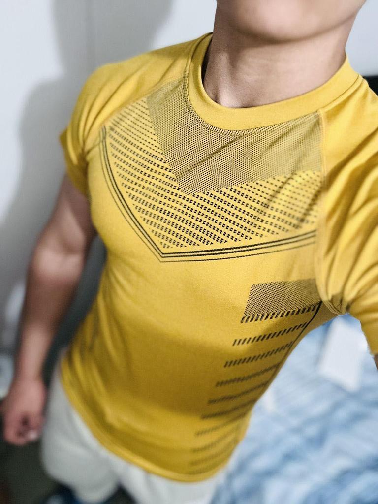 Men's Quick-Dry Breathable High-Elasticity Tight-Fit Raglan Sleeve Sports T-Shirt