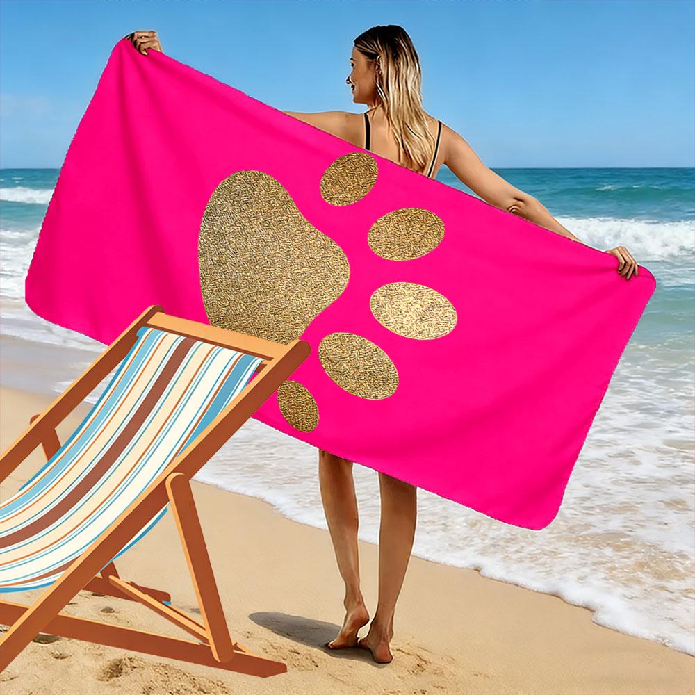 Golden Paw Print Beach Towel Beach Towel Quick-drying for Travel Outdoor Sports Jogging Beach and Swimming