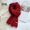 Winter Scarf Solid Color Thickened Warm Knitting Scarf Men Women Long Neck Wrap Garment Clothing Accessories