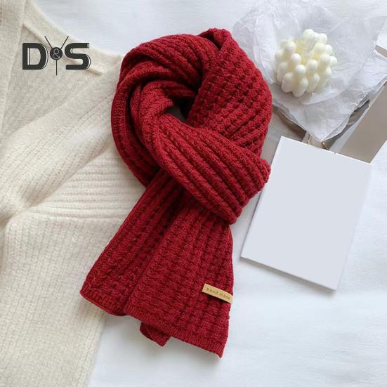 Winter Scarf Solid Color Thickened Warm Knitting Scarf Men Women Long Neck Wrap Garment Clothing Accessories