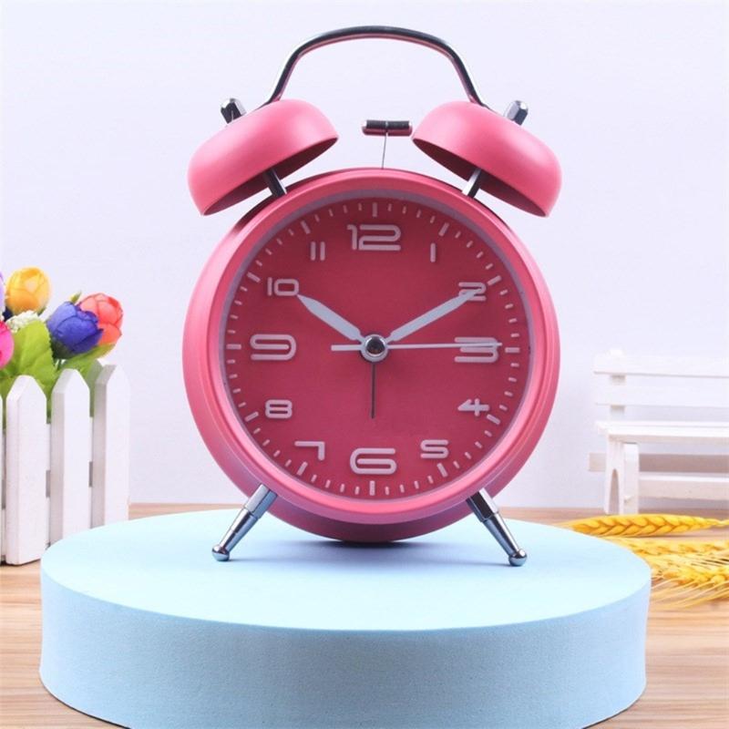 Alarm Clock, Noiseless Clock with Light and Noiseless for Heavy Sleepers 4.6" Analogue Alarm Clock