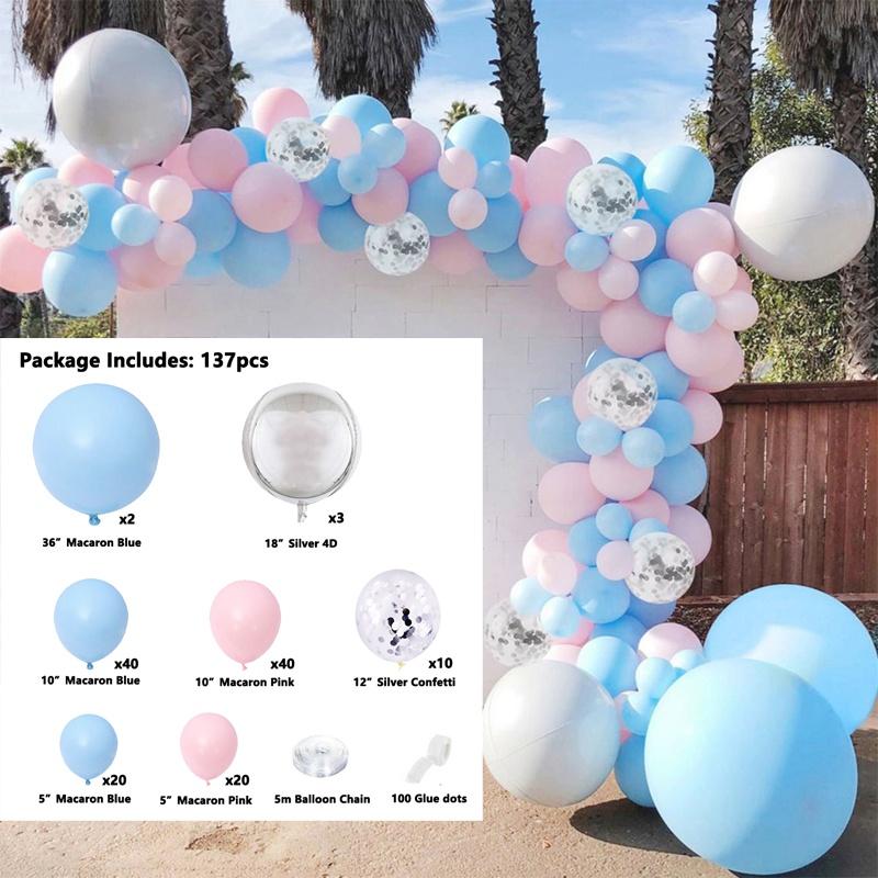 Baby Shower Decorations Macaron White Pink Blue Gold Balloon Arch Kit Wedding Birthday Boy Or Girl Gender Reveal Party