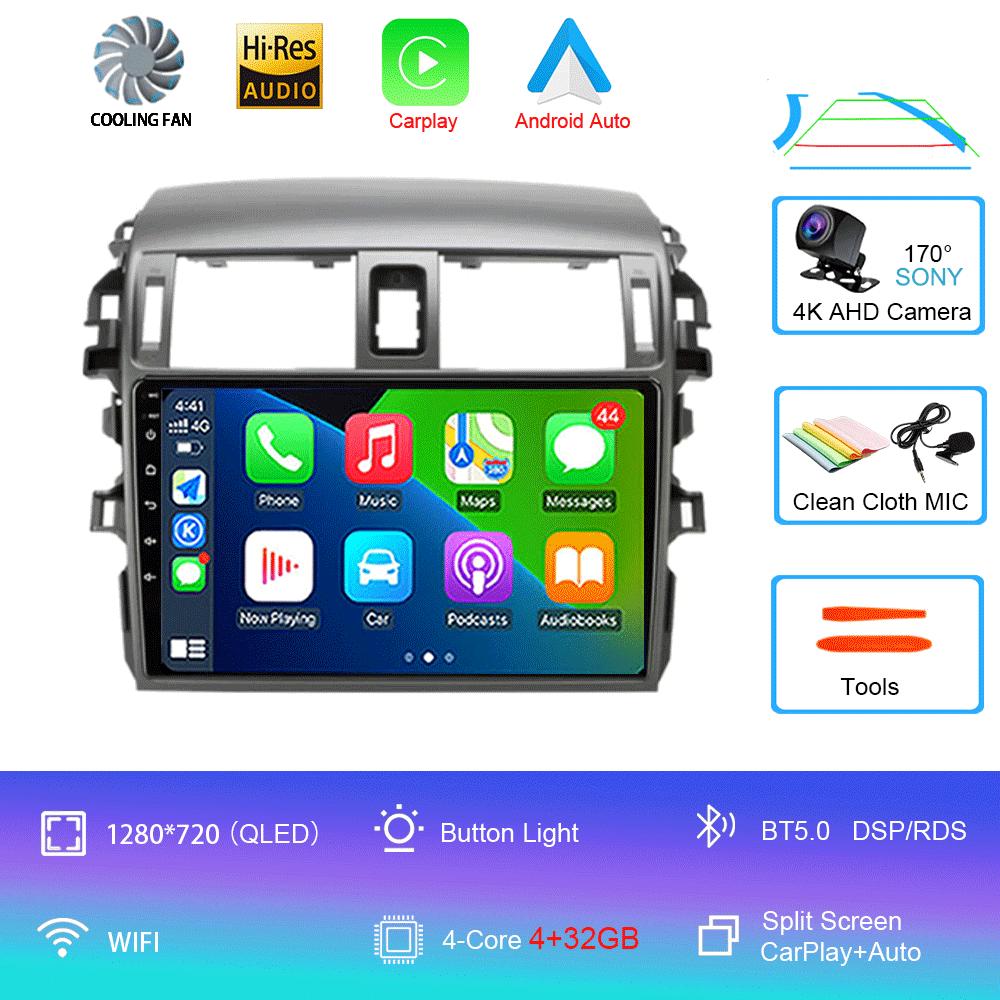 Android 14 Carplay 2din видеоплеер Автомагнитола для Toyota Corolla E140/150 2006 - 2013 4G GPS Мультимедийный плеер Стерео