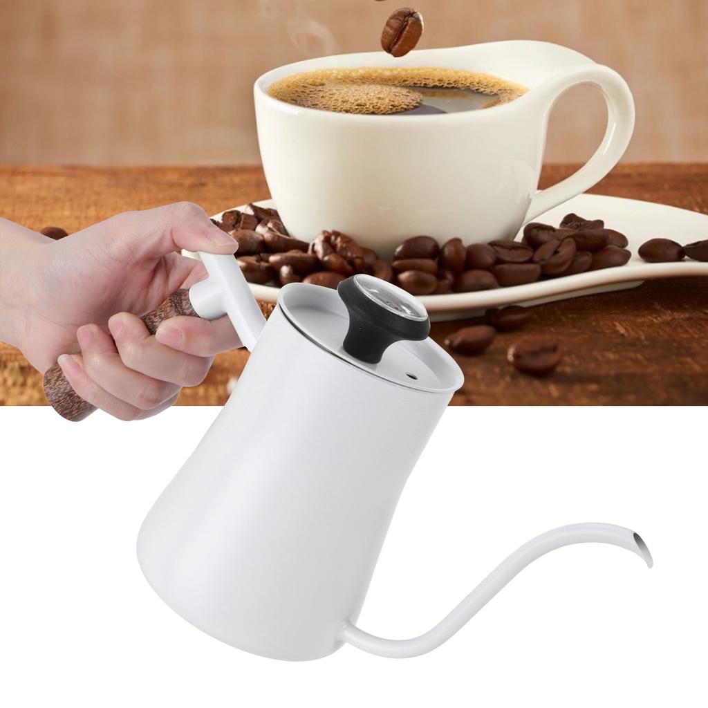 650ml Hanging Ear Hand Coffee Pot Stainless Steel Drip Type Coffeeware Tool with Thermometer