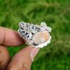Natural Scolecite Gemstone 925 Sterling Silver Promise Adjustable Ring For Girls