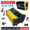 6000W Intelligent Power Inverter DC 12V To AC 110V 220V Dual USB Car Voltage Transformer Vehicle Smart Inverter for iPad Phone