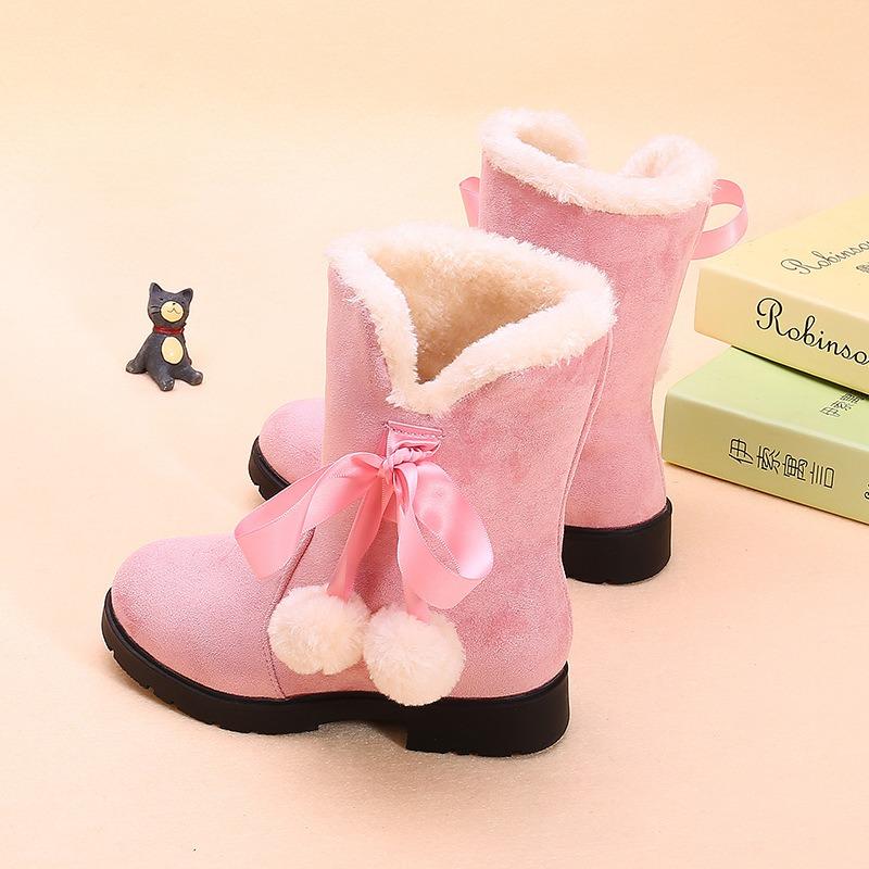 Корейская версия ретро зимние сапоги для девочек зимние новые детские теплые принцесса длинные сапоги короткие сапоги